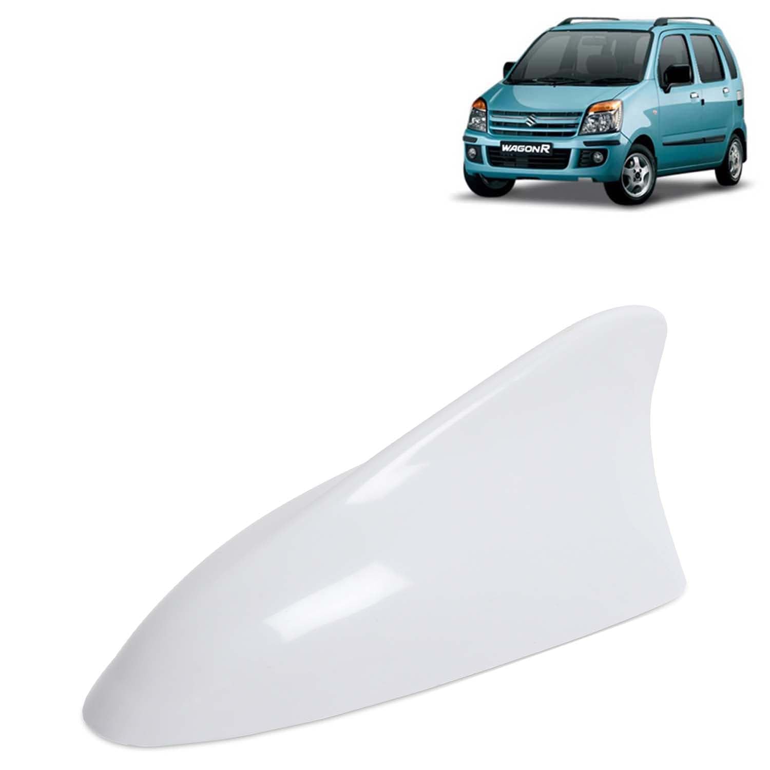 KINGSWAY Accessories Shark Fin Car Antenna Universal Size and Compatible with Maruti Suzuki Wagon R Year 2003 to 2010, Car Radio FM AM, DIY Easy Replacement Original Car Antenna, 1 Piece, White Color