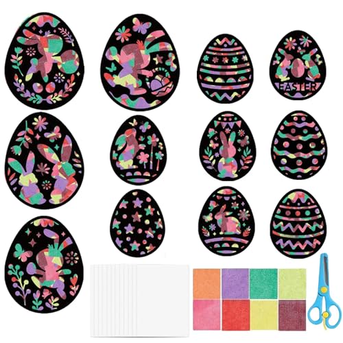 Sikweny 12 Decoracion Pascua Manualidades Pascua niños Huevos Pegatinas para Ventanas Decoracion Primavera Manualidad Pegatina Ventana Conejo Huevo uego DIY Pegatina Conejo Huevosde Colores Conejito