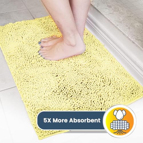 Muddy Mat® Shown on TV – Super Absorbent Door Mat Indoor, Microfiber Quick Dry Chenille Entryway Rug, Non-Slip Front Door Mat, Indoor Mats for Entryway, Machine Washable Pet Rug, Yellow 24"x36"