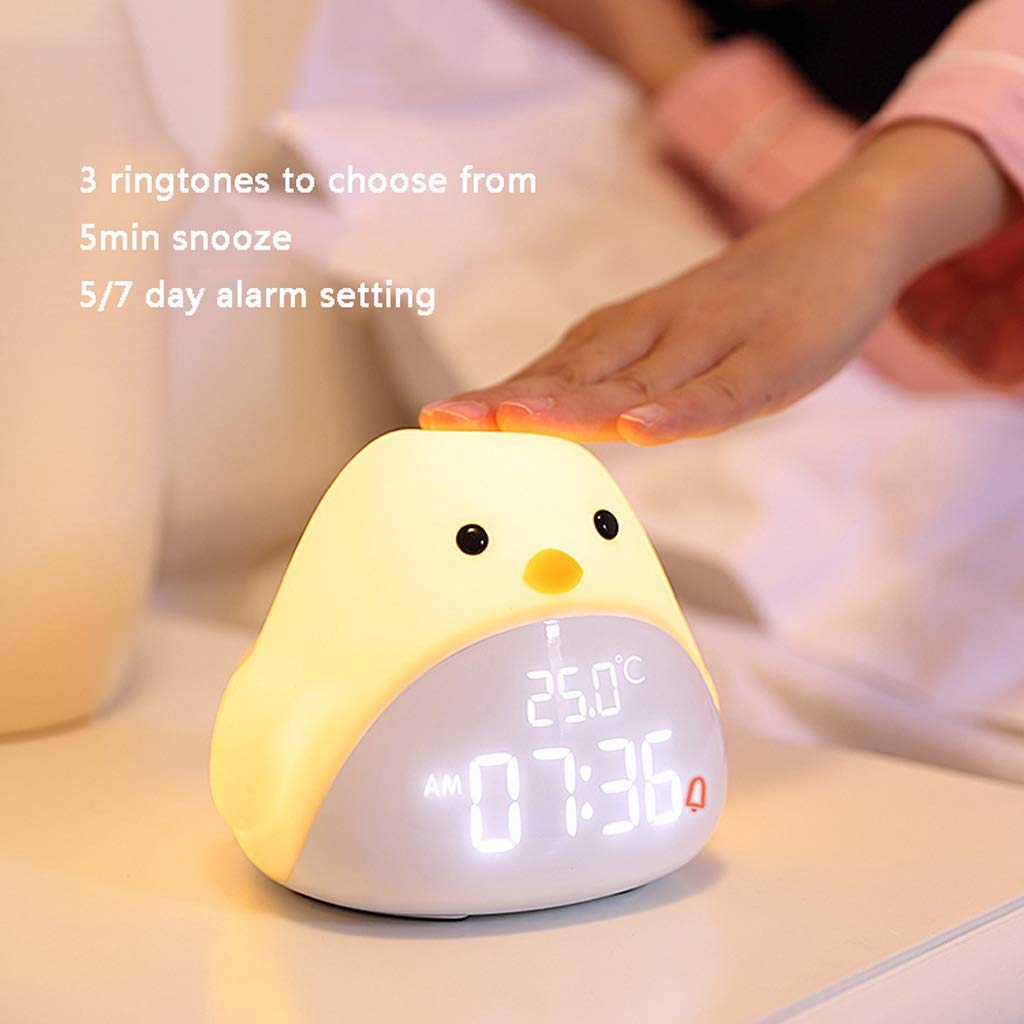 Luz De La Noche Con El Reloj De Alarma/Termómetro Función, Niños De La Lámpara De Noche, Lámpara Del Ojo De Silicona Suave, Las Luces Del Sueño Del Bebé, Recargable
