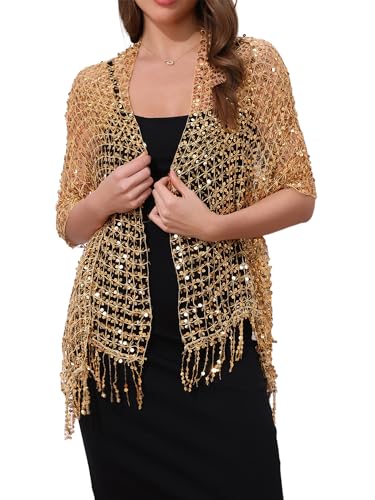 Women Sequin Shawls and Wraps for Evening Dresses, Fringed Sparkly Dressy Scarf for Wedding Party