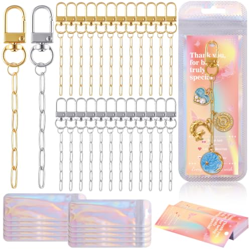 Image of Wurosi 24pcs Paperclip Keychain Making Kit,Key Ring Swivel Snap Hook Chains