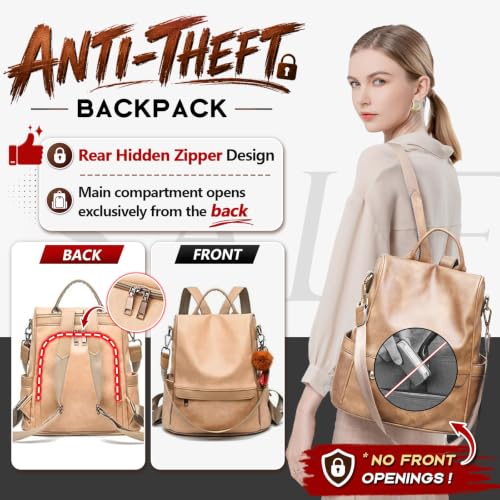 Image of CHERUTY Women Backpack Purse PU Leather Anti-theft Casual Shoulder Bag Fashion Ladies Satchel Bags