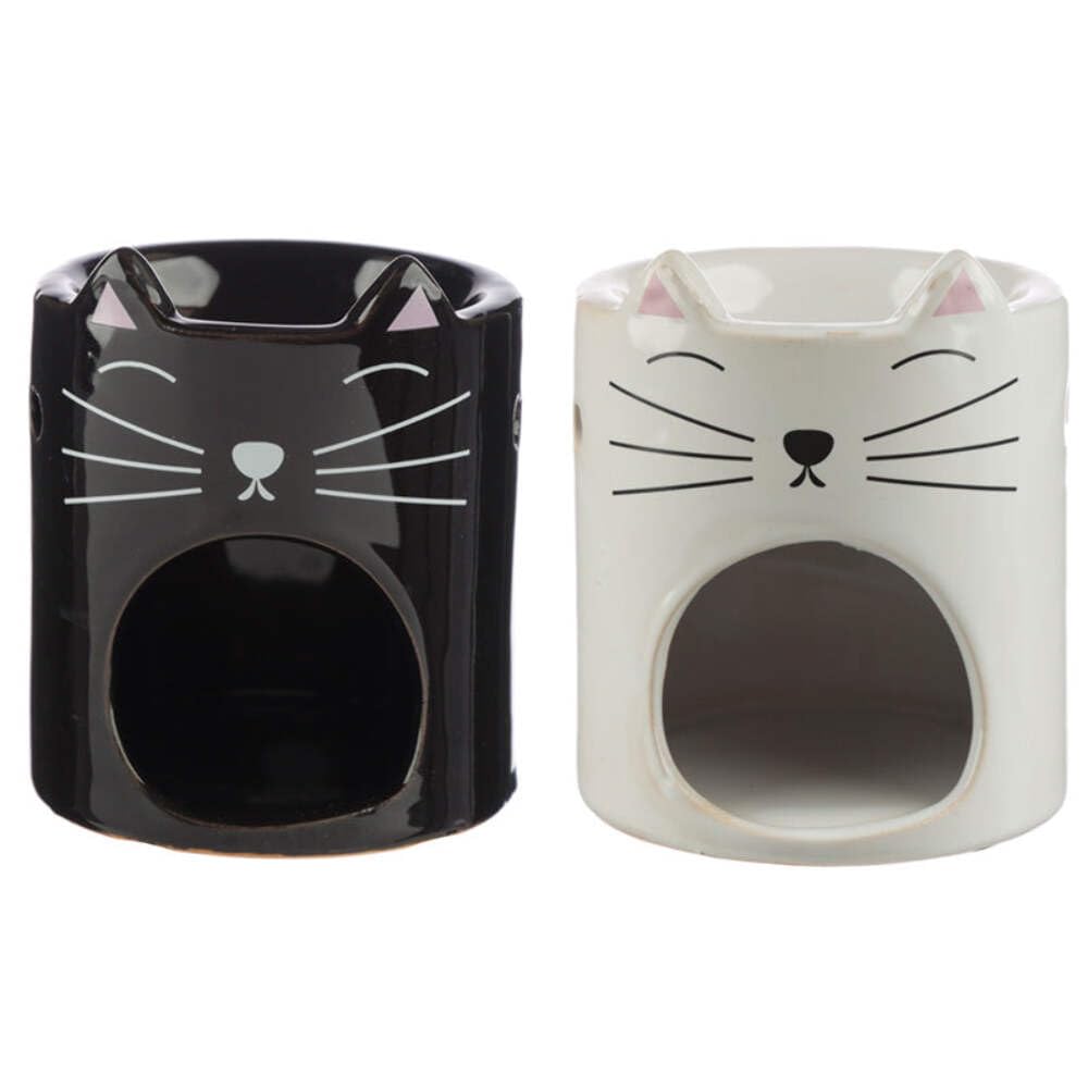 Puckator Feline Fine Ceramic Cat Head Oil Burner - Wax Melt Burners Warmer - Boho Bedroom Decor Diffuser Scent Tea Light Burner Holder - House Warming Gift - Aromatherapy Set