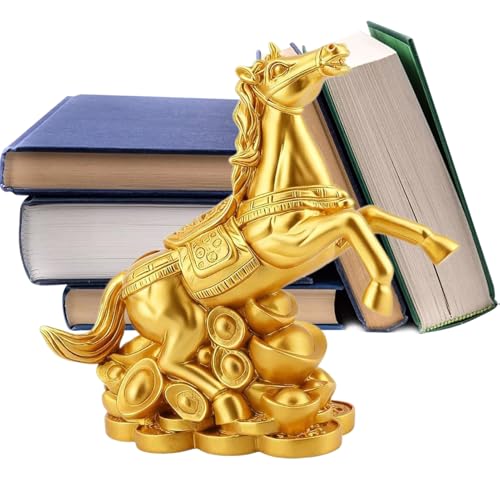 Statue décorative de maison cheval doré pour sublimer votre bibliothèque