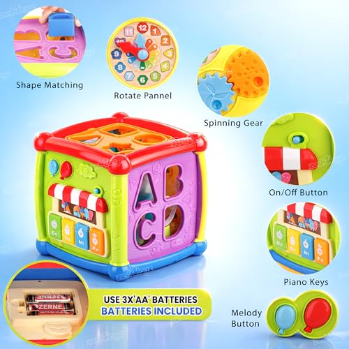 Image of Zest 4 Toyz Musical Activity Cube for Kids Toys with Musical Piano Keys Shape Matching Game Learning Toy Educational Toys for Kids 18 Months+ (Battery Included)