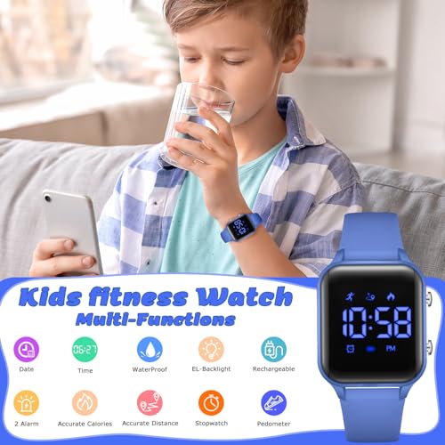 Image of LAVAREDO Kids Digital Watches for Boys Girls,Waterproof Sport Watch with Pedometer Stopwatch Vibration Alarm for Ages 5-13,No App Fitness Tracker Watch for Kids Teens Birthday Gifts