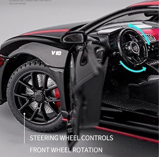 Image of Exclusive 1:24 Auudi R8 V10 Alloy Metal Pullback Toy car Features openable Doors and a Light, Making it a Great Gift for Music Lovers and a Fun Toy for Kids.(Colors as Per Stock)(Auudi R8 V10)