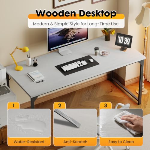 Image of OLIXIS 63-Inch Large Computer Desk for Home Office, White