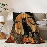YeeJu Halloween Throw Blanket Pumpkin Black Cat Throw Blanket Pumpkin Cozy Soft Lightweight Fuzzy Plush Fleece Blankets and Throws Couch Sofa Bed Holiday Decorative Print Blanket 50x60