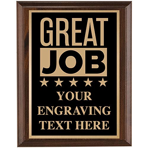 Crown Awards Corporate Appreciation Plaques - 9 x 12 Great Job Classic Black Etched Recognition Trophy Plaque Award