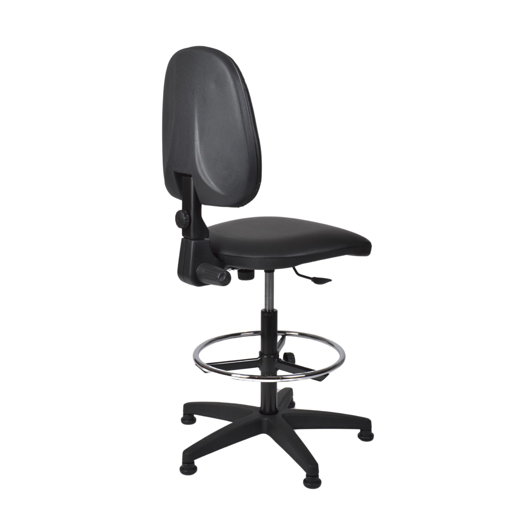 Topsit Büro & More IND211 - Silla de trabajo giratoria, acolchada y tapizada en piel sintética, altura regulable y fácil de limpiar, anillo de pie cromado, base y patas estables