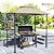 Outsunny 8' x 5' Grill Gazebo, Double Tiered Outdoor BBQ Gazebo with LED Light, 2 Side Shelves, Hooks and Bottle Opener for Patio Deck Yard, Khaki