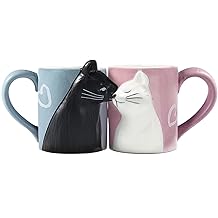 Couple Gifts Cute Kissing Cat Mug Matching Couples Stuff Ceramic Coffee Mugs for Wedding gifts Anniversary Engagement Gifts for Couples Cat Lovers 12oz