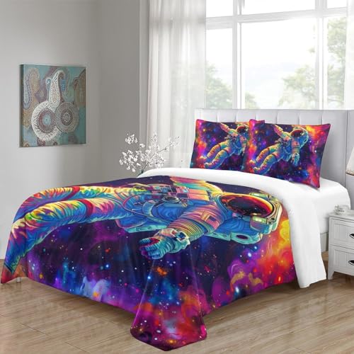 Housse de couette astronaute 3D microfibre lit Super King 260x220 cm
