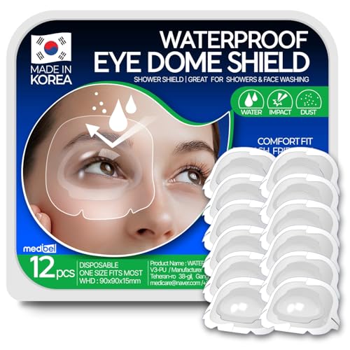 Image of Waterproof Eyepatch for Shower, 3D Eye Dome Shield for Eyelash Extensions Lash Lift & Microblading, Disposable Adhesive Eye Patch for Women & Adults, Made in Korea (12 Pcs)