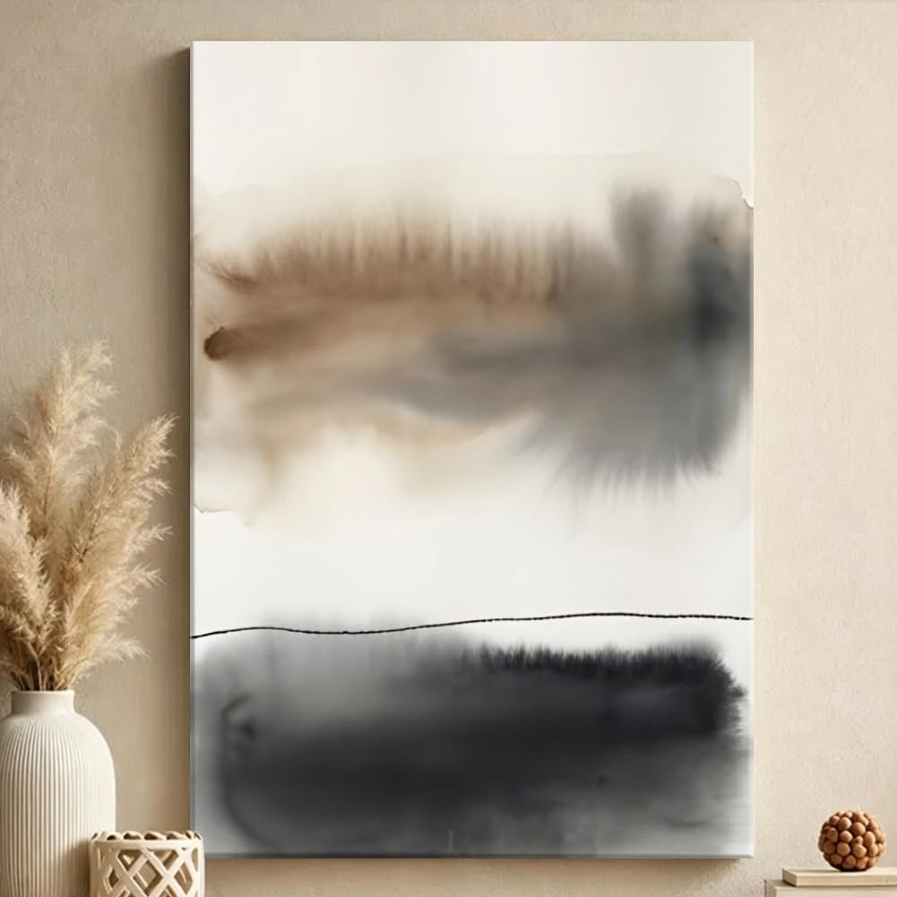 1 lienzo con estampado abstracto estilo aguada, ideal para la decoración del hogar (70x100cm/Sin marco)