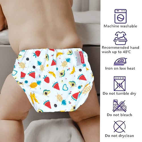 Image of VParents Padded Underwear for Babies and Toddlers with 3 Layers of Cotton Padding Potty Training Pull Up & Diaper-Free Time Pack of 2 (1-2 Years) Watermelon and Heart