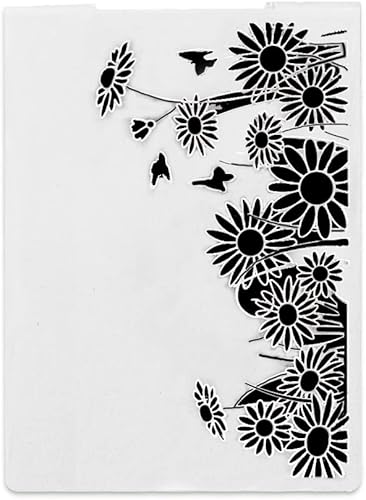 Carpeta de relieve con impresiones texturizadas 3D, carpeta de relieve de fondo de flores para hacer tarjetas, mariposa de girasol, álbum de fotos,