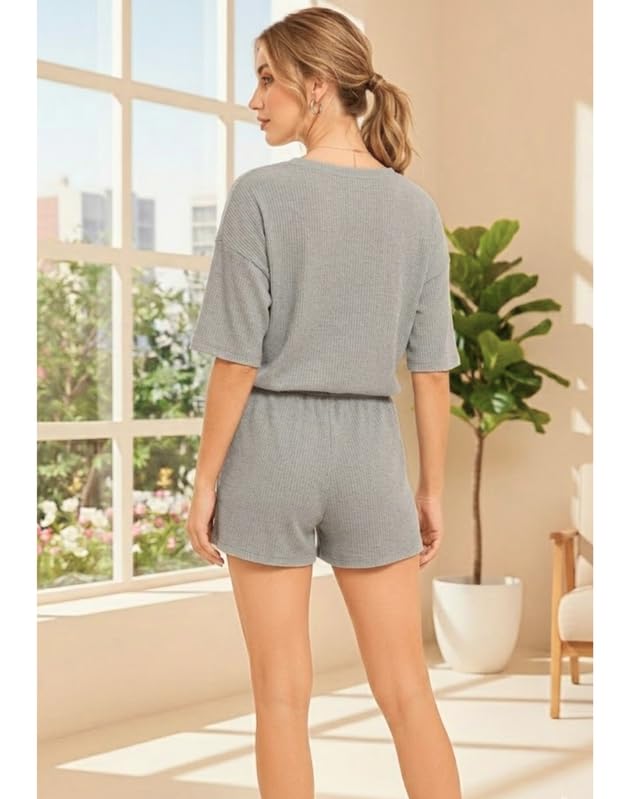 Image of KSHS Women Cotton Night Suit Top & Shorts Set | Loose Fit Printed Nightwear Co Ord Set Stylish Western | Soft Breathable Sleepwear Shorts with Pocket for Women