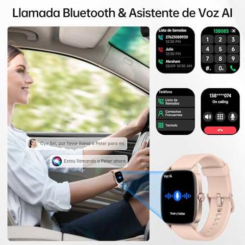 Miniatura 2 de Reloj Inteligente Mujer Hombre con Llamadas Bluetooth y Voz AI, 1.85'' Smartwatch con Whatsapp Notificación, Pulsómetro/SpO2/Sueño/Podómetro, 110+ Modos Deportivos, Impermeable IP68 para iOS/Android