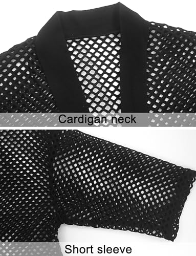 Men’s Mesh Sheer Tee Top See Through Transparent Tops Novelty Muscle Party T-Shirts Fishnest Glitter Disco Shirt Blouse4