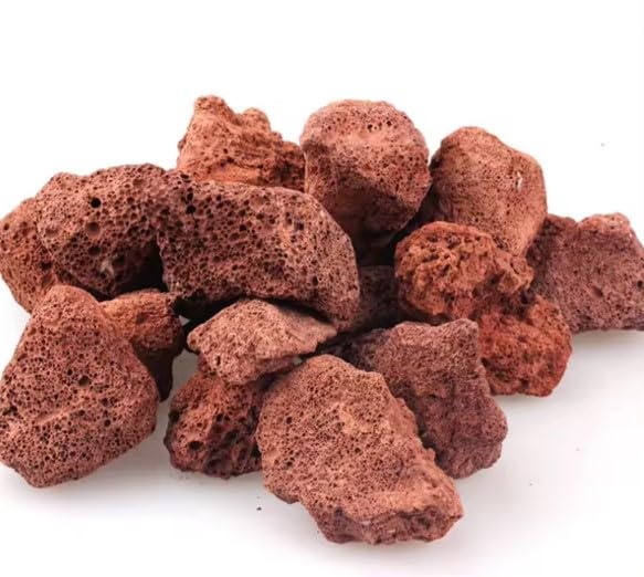 Grava Piedra Volcánica Roja - Granulometria 9-25mm | Sacos de 1.9kg, 3kg, 4.9kg, 7kg, 9kg,15kg | Decoración de Plantas, Macetas, Jardines, Acuarios, Peceras o Terrario. (15, Kilogramos)