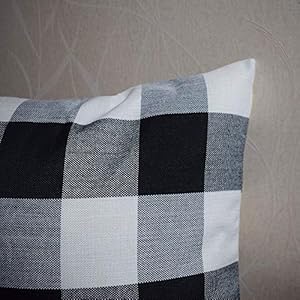 Hoplee large throw pillows farmhouse pillow covers 24×24 inches decorative black and white buffalo plaid outdoor pillow cover set of 2  urban country home decor