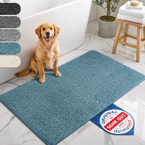 Bodenständig® Badematte blau – rutschfest & Waschbar – Saugstarke Badezimmermatte – Hygienischer Duschvorleger – Badvorleger rutschfest waschbar 40x60 cm schnelltrocknend