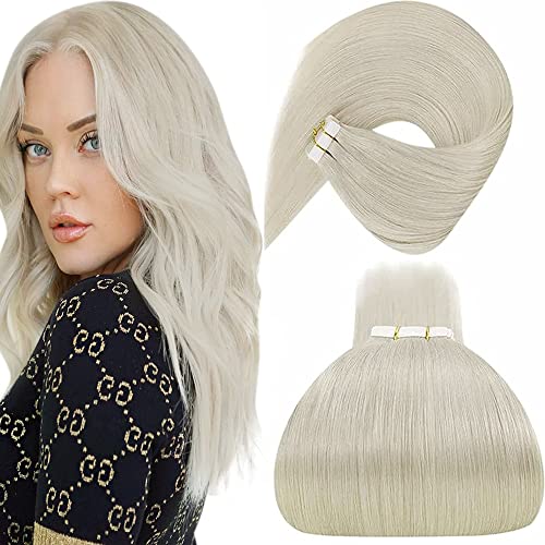 Blonde Tape in Hair Extensions Human Hair 20pcs/50g 14in Tape in Platinum Blonde Hair Extensions Remy Human Hair Straight For Women With Salon Style