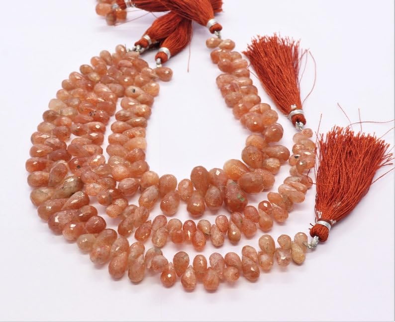 Natural Sunstone Tear facete Beads 5x8 mm 8 inch Long String Jewelry Making Gemstone Beads for Necklace Bracelet