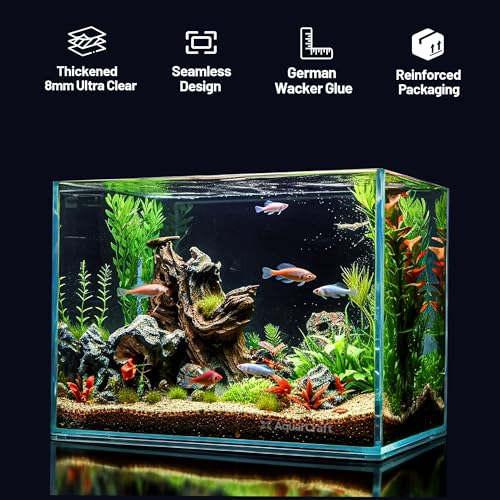 Image of 24 Gallon Rimless Aquarium, Ultra Clear Low Iron Fish Tank | 8mm low iron glass, 23.6 x 15.7 x 15.7 in wide design for aquascaping, planted tanks, betta fish and shrimp