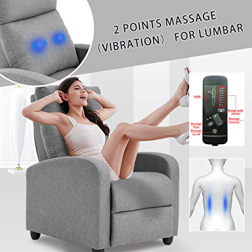 Image of BestMassage Recliner Chair with 2 Point Massage Function | Textile Grey