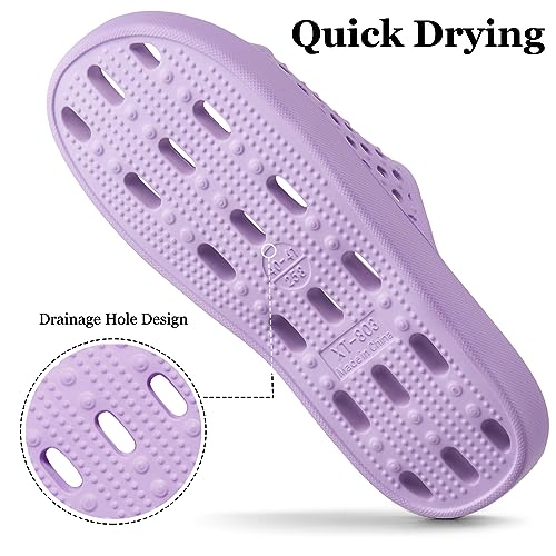 Image of Aoowoll Mens Shower Shoes With Holes Dry Quickly Bath Slippers Womens Non Slip Indoor Home Bedroom Pool Spa Guest College Dorm