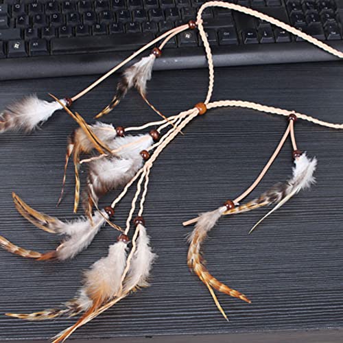 Feather Headband Hippie Indian Boho Hair Bands Tassel Bohemian Halloween Hair Hoop Women Girls Crown Hairband Party Decoration Headdress Cosplay Costume Headwear Headpiece Hair Accessories White #TOP5