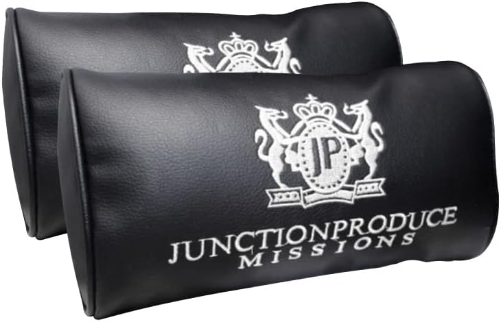 JP JUNCTION PRODUCE VIP Black Leather Car Neck Pillow Headrest 2PCS
