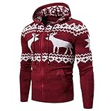 [page_title]-LoveLeiter Herren Grobstrick Norweger Pullover Winter Strickjacke Kapuzenpullover Bluse gestreiften Windbreaker dicken Reißverschluss warmen Hoodie Outwear Oberteile Mäntel Winter Herbst