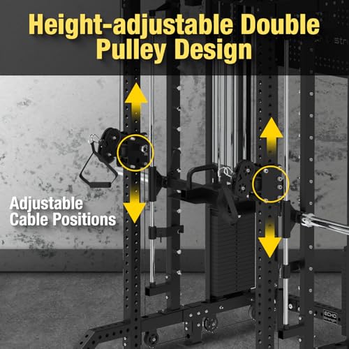 Image of Commercial Functional Trainer Cable Machine with Dual Weight Stacks, Power Cage Squat Rack, Dual Cable Crossover Machine with Pulley System