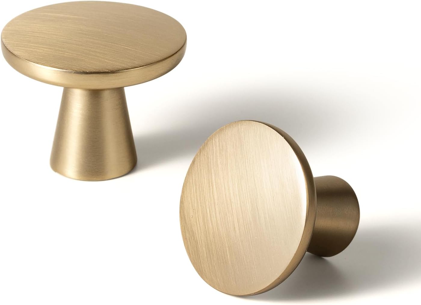 Set of 6 Champagne Bronze Cabinet Knobs - Modern Round Design with Tapered Base, Stylish Drawer Pull for Kitchen and Furniture