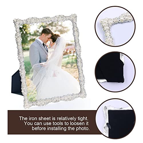 8×10-Picture-Frame-with-Pearl-for-Wedding-Silver-Plated-with-High-Definition-Glass-Photo-Frames-with-Rhinestones-Horizontal-and-Vertical-Decor-Tabletop-Display-Real-Glass 8×10 Picture Frame with Pearl for Wedding Silver Plated with High Definition Glass Photo Frames with Rhinestones Horizontal and Vertical Decor Tabletop Display Real Glass