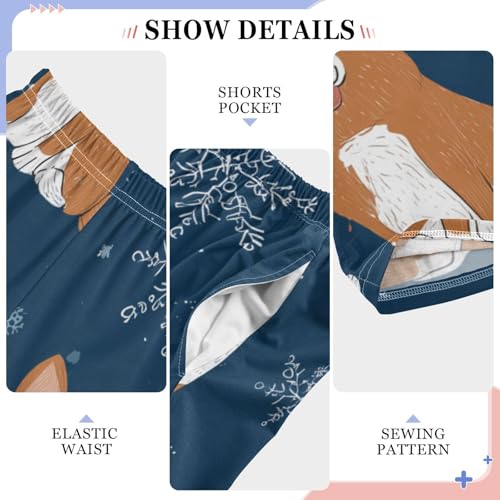 Corgi Dog Snowflakes Boys Long Pants Soft Trousers Elastic Waist Kids Lounge Bottoms with Pockets S-XL4