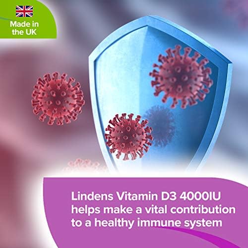 Lindens Vitamin D3 4000IU 360 Capsules for a Healthy Immune System  Sunshine Vitamin, Reduces Tiredness and Supports Healthy Bones and Teeth  2000% NRV  UK Manufacturer, Letterbox Friendly