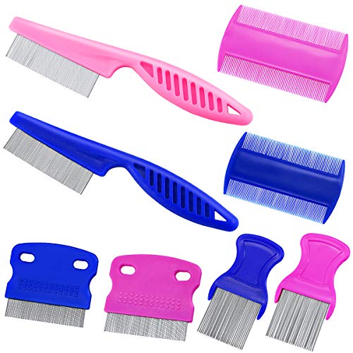 butterfunny 8 Pieces Pet Lice Combs Dog Grooming Flea Comb Pet Comb Tear Stain Remover Combs for Dogs