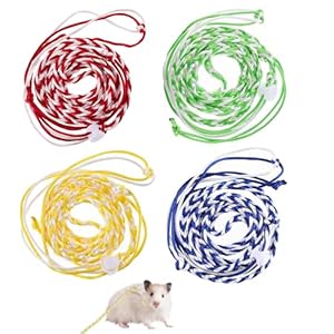 4 Pack Hamster Leash Harness Adjustable Rat Leash Harness Pet Collars for Pig Ferret Mouse Chinchilla Rabbit Guinea Squirrel Small Animal