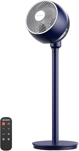 AIRMATE Ventilador de pie para dormitorio, ventilador de pedestal de hoja de 9 pulgadas con control remoto, motor de CC, 12 velocidades, 25 dB,