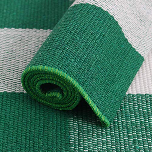 Tapete verde y blanco de algodón 35x24 pulgadas miniatura 5