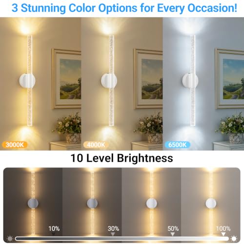 Image of 20.9 Inches Peel and Stick on Battery Powered Wall Sconces Set of Two