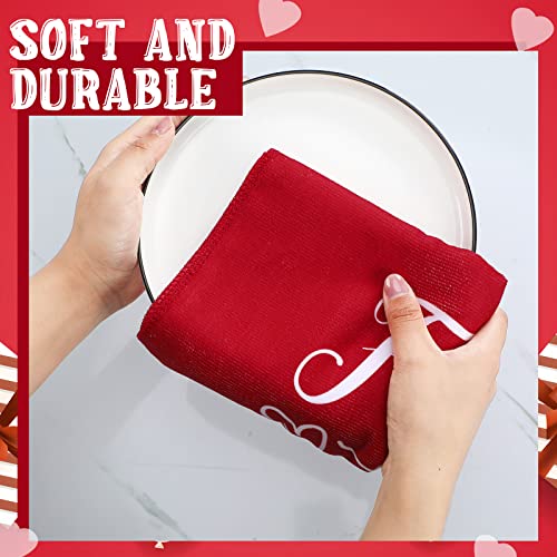 4 Pieces Valentine's Day Kitchen Towels Valentines Heart Gnome Dish Towels Forever Love Hand Towels Valentine's Day Absorbent Tea Towels Bathroom Towel For Anniversary Wedding 18 X 28 Inch (Heart) #TOP5