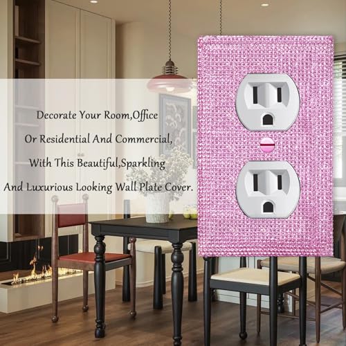Image of 2 Pcs Shiny Pink Rhinestones Switch Plates And Outlet Covers Wall Plates Light Switch Cover Decorative Outlet Covers