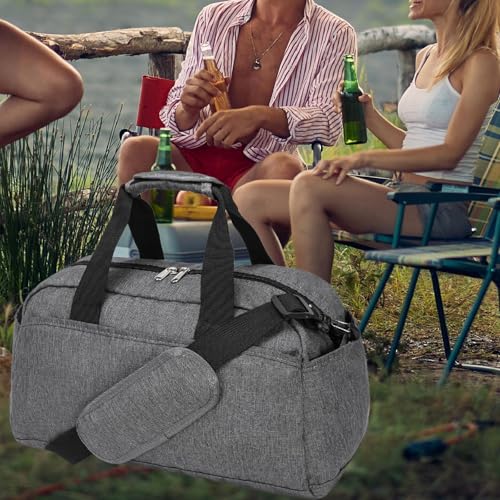 Small Gym Bag Tote Storage with Multi Pockets Mini Duffel Bag with Adjustable Shoulder Strap for Travel Camping Business Trip, Gray4